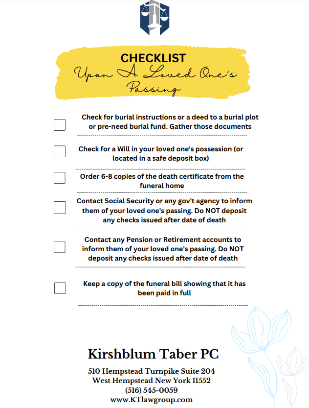 Checklist Upon a Loved One's Passing